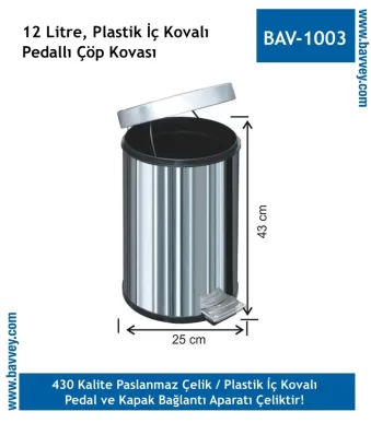 16 Litre Paslanmaz Pedallı Çöp Kovası