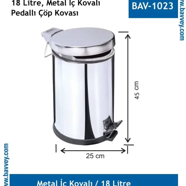 18 Litre Metal Pedallı Çöp Kovası