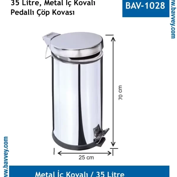 35 Litre Metal Pedallı Çöp Kovası