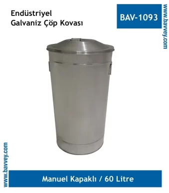 60 Litre Galvaniz Endüstriyel Çöp Kovası