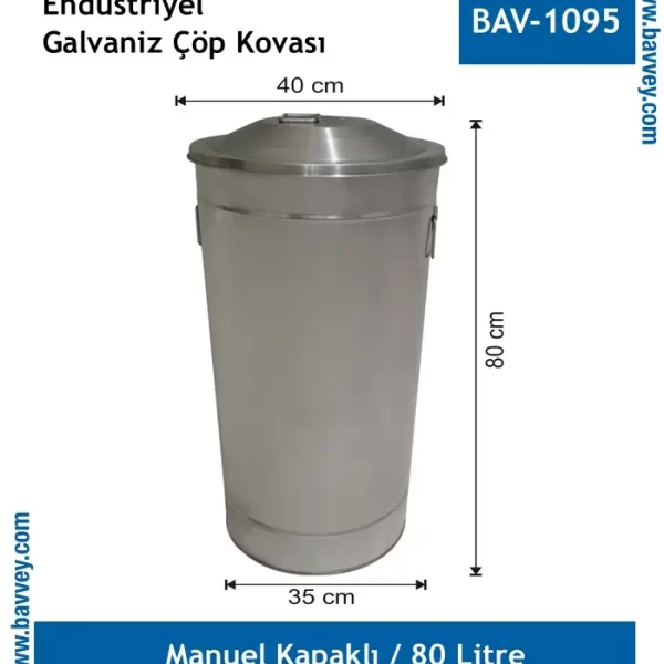 80 Litre Galvaniz Çöp Kovası