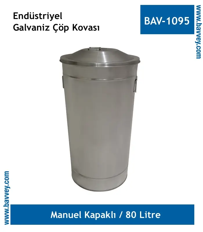 80 Litre Galvaniz Endüstriyel Çöp Kovası