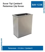 8 LT DUVAR TİPİ PASLANMAZ ÇELİK ÇÖP KOVASI