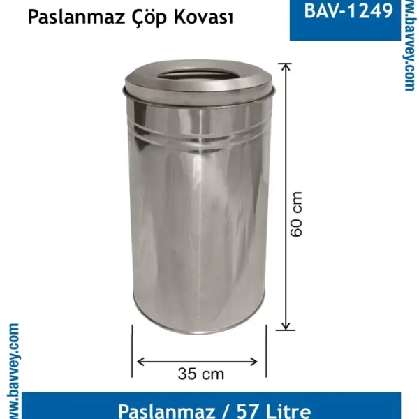 57 Litre Paslanmaz Çöp Kovası