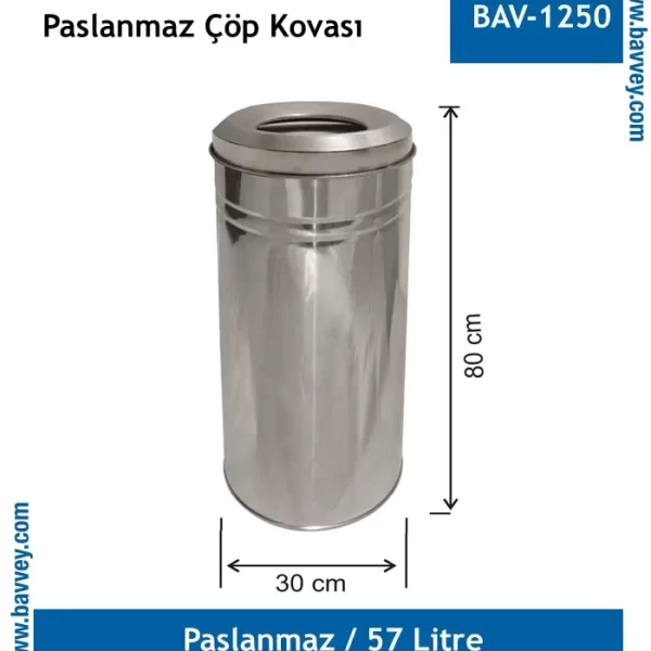 57 Litre Paslanmaz Çöp Kovası