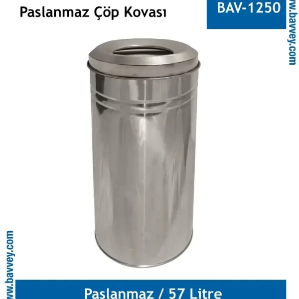 57 Litre Paslanmaz Çöp Kovası (BAV-1250)
