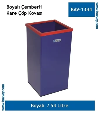 Renkli 54 Litre Boyalı Çemberli Kare Çöp Kovası