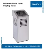 54 Litre Paslanmaz İmaj Dekoratif Çöp Kovası
