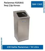 54 Litre Paslanmaz İmaj Küllüklü Çöp Kovası