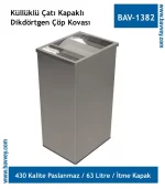 63 LT KÜLLÜKLÜ ÇATI KAPAKLI ÇÖP KOVASI