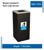 54 Litre Boyalı Çemberli Kare Çöp Kovası