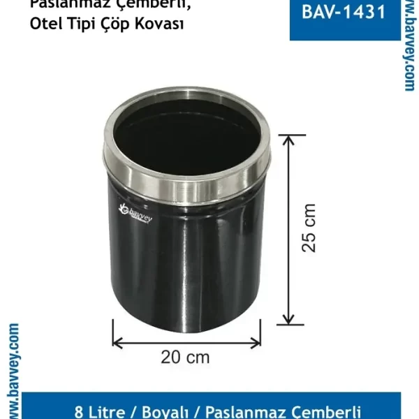 8 Litre Çöp Kovası Paslanmaz Çemberli