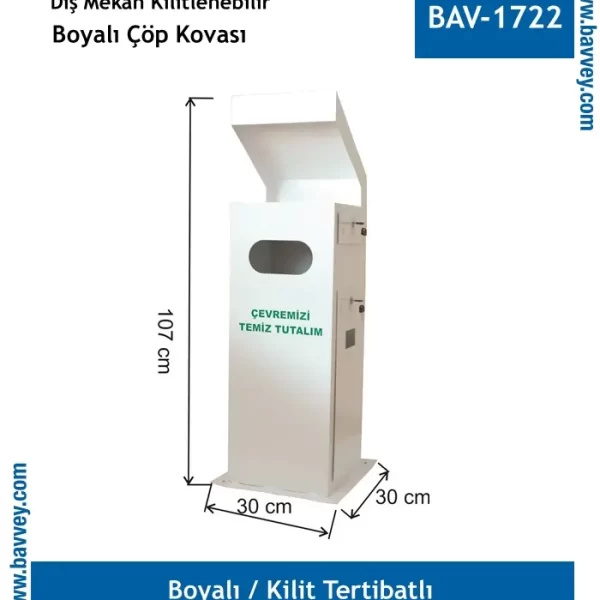 Dış Mekan Kilitli Çöp Kovası Boyalı