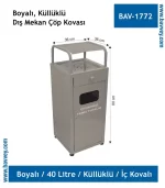 40 LT OUTDOOR ÇÖP KOVASI İÇ KOVALI KÜLLÜKLÜ
