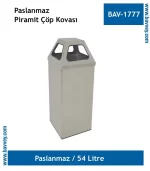 54 Litre Paslanmaz Piramit Çöp Kovası