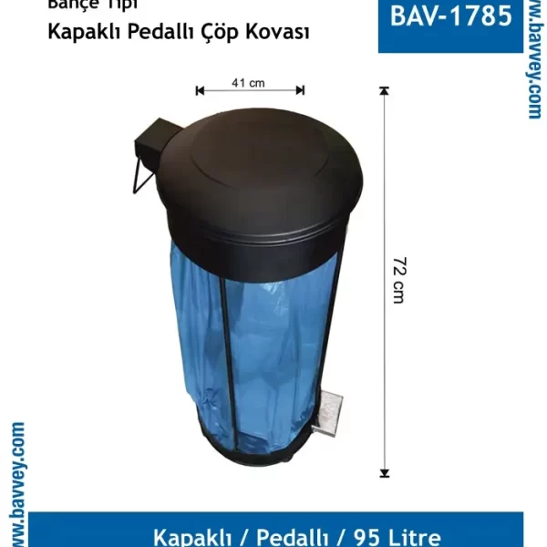 (BAV-1785) Bahçe Çöp Kovası Pedallı Boyalı