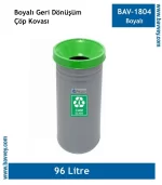 96 Litre Metal Geri Dönüşüm Çöp Kovası Boyalı