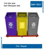 3 BÖLMELİ GERİ DÖNÜŞÜM SETİ BOYALI