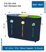 BAV-1841 Kapaklı Boyalı Geri Dönüşüm Seti 3'lü