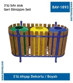 Ahşap Dekorlu Geri Dönüşüm Seti 3'lü