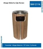 57 Litre Ahşap Dekorlu Çöp Kovası (BAV-2116)