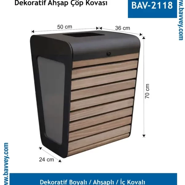 Ahşap Çöp Kovası (BAV-2118)