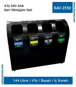 BAV-2550 Dörtlü 144 Litre Geri Dönüşüm Seti