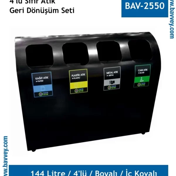 BAV-2550 Dörtlü 144 Litre Geri Dönüşüm Seti