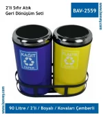 BAV-2559 Çemberli 90 Litre 2'li Geri Dönüşüm Seti