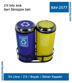 BAV-2577 Döner Kapaklı 54 Litre 2'li Geri Dönüşüm Seti