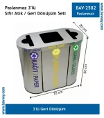 Paslanmaz Köşe Geri Dönüşüm Seti 3'lü