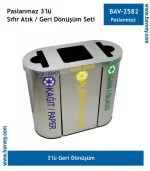 Paslanmaz Köşe Geri Dönüşüm Seti 3'lü