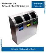 Paslanmaz Geri Dönüşüm Seti 3'lü