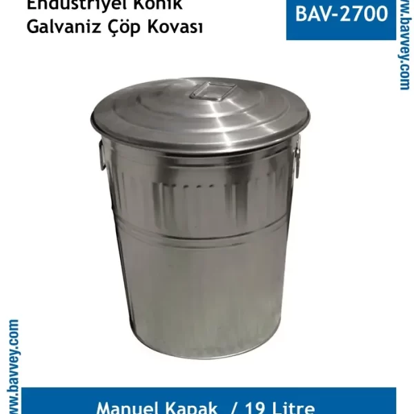 19 Litre Galvaniz Endüstriyel Çöp Kovası