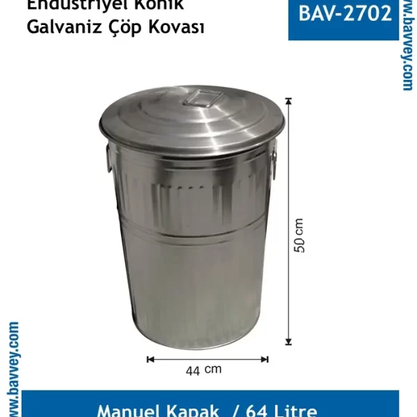 64 Litre Galvaniz Çöp Kovası