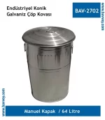 64 Litre Galvaniz Endüstriyel Çöp Kovası