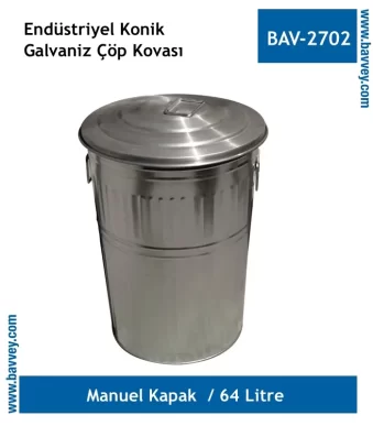 64 Litre Galvaniz Endüstriyel Çöp Kovası