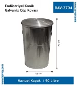 90 Litre Galvaniz Çöp Kovası
