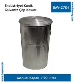 90 Litre Galvaniz Endüstriyel Çöp Kovası