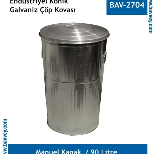 90 Litre Galvaniz Endüstriyel Çöp Kovası