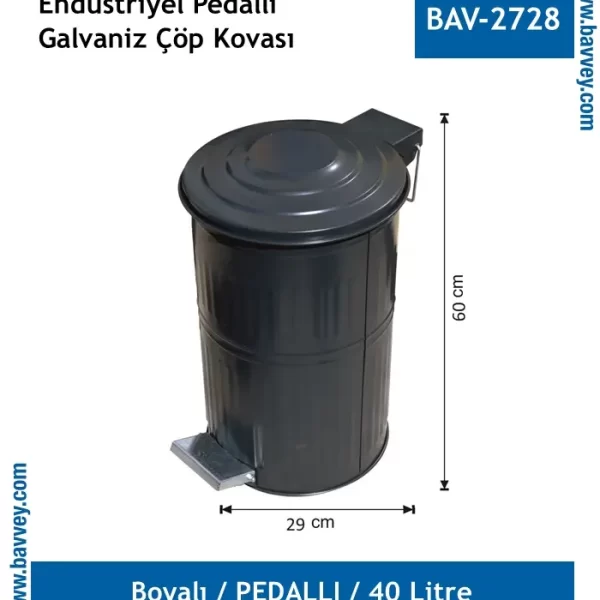 40 Litre Galvaniz Çöp Kovası