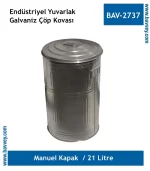 21 Litre Galvaniz Endüstriyel Çöp Kovası