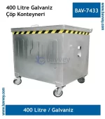 400 Litre Galvaniz Çöp Konteyneri