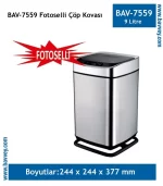 9 Litre Fotoselli Paslanmaz Çöp Kovası