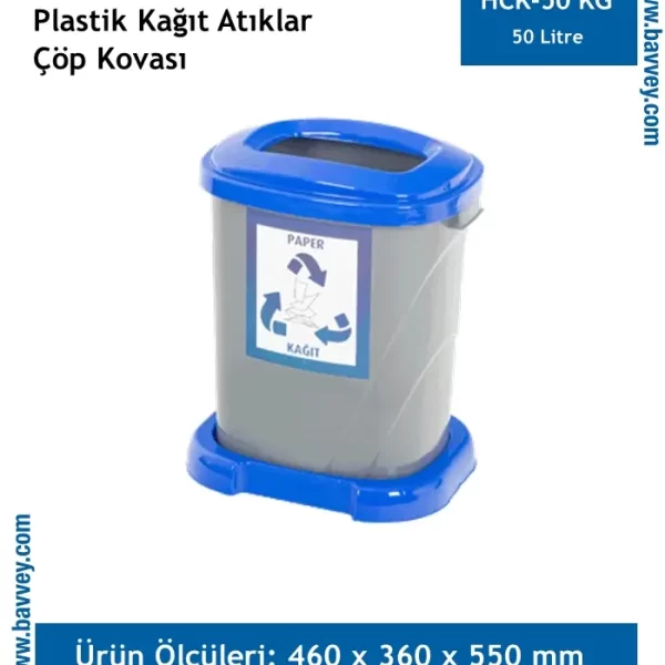 Plastik 50 Litre Geri Dönüşüm Kağıt Atık Kovası