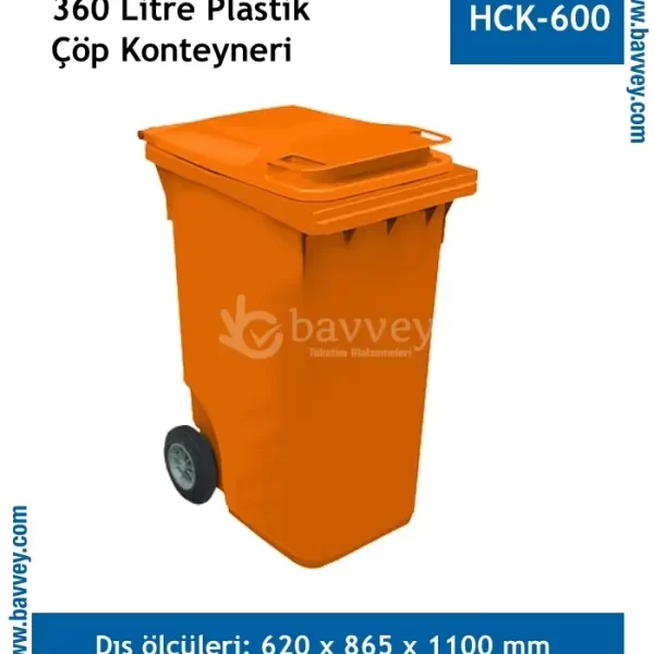 360 Litre Plastik Çöp Konteyneri (HÇK-600 T)