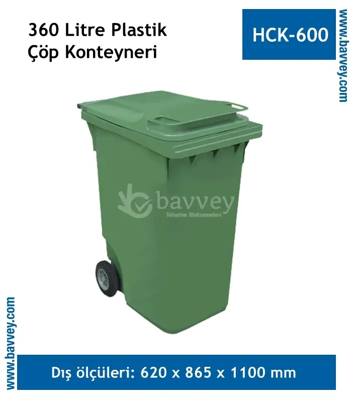 360 Litre Plastik Çöp Konteyneri (HÇK-600 Y)