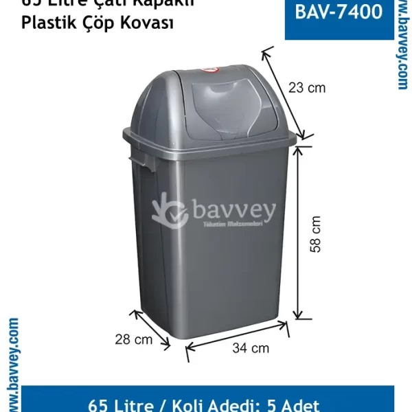 65 Litre Plastik Çöp Kovası