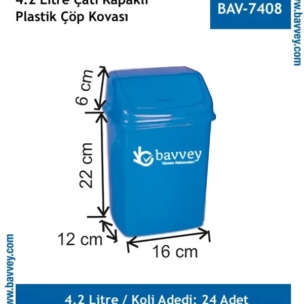 4,2 LT ÇATI KAPAKLI PLASTİK ÇÖP KOVASI