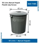 50 Litre Plastik Kapaklı Çöp Kovası